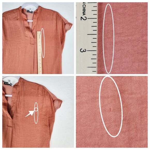 Anthropologie Maison d'Amelie Paris Women's V Neck Top Size XS Orange Blouse - Picture 4 of 5